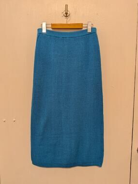 J.S. Fashion Knit Midi Skirt In Bright Blue, Size M